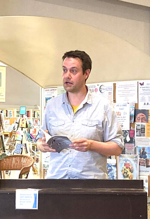 Matthew Hollett reading at PEP Rally.