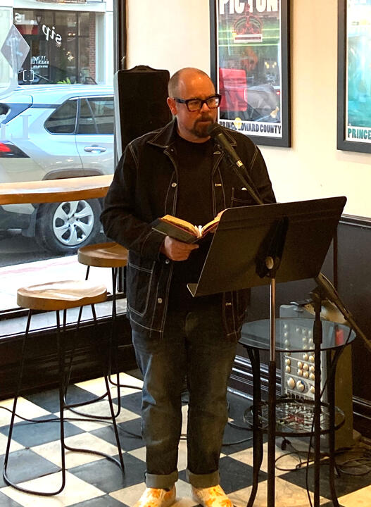 Paul Vermeersch reading at PEP Rally.